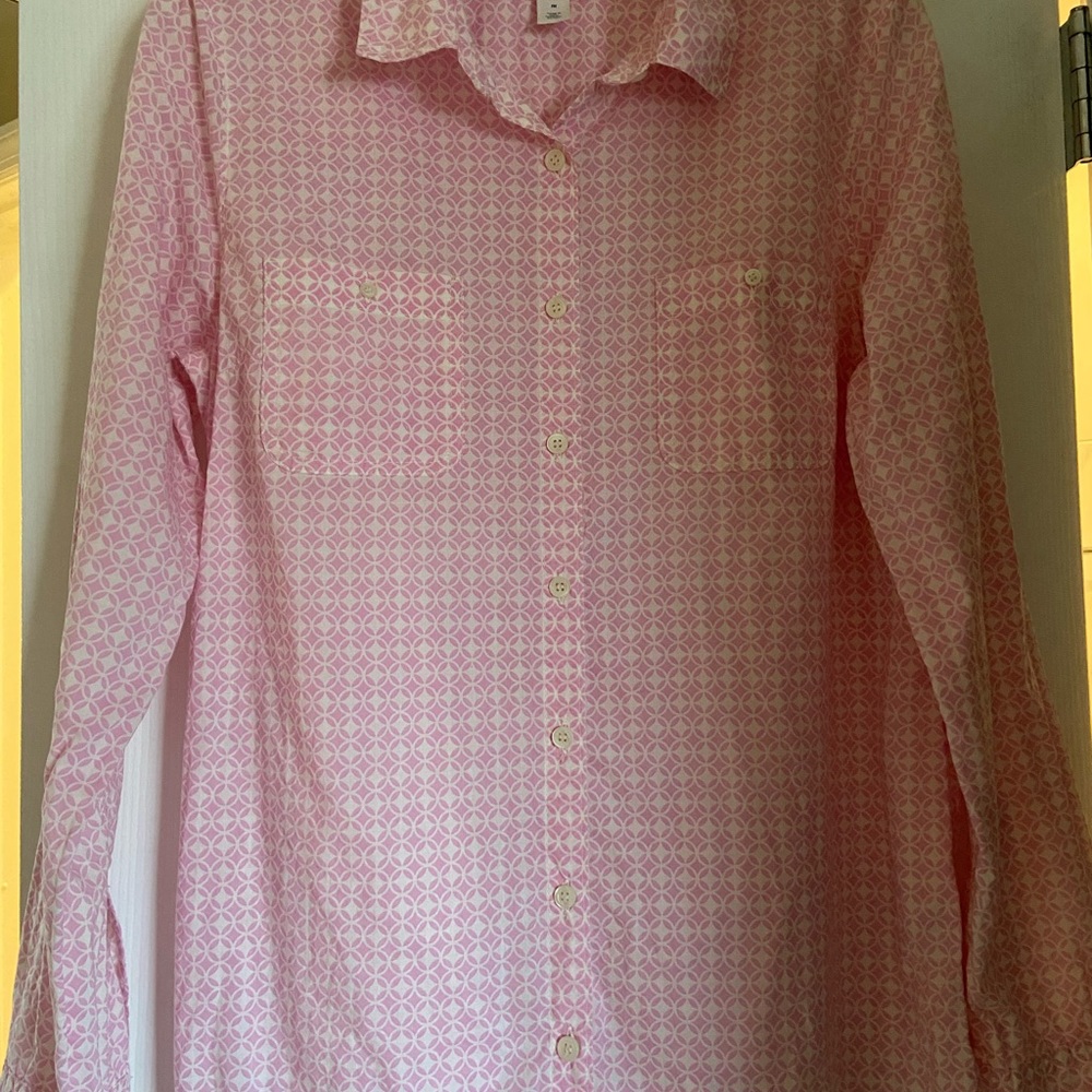 Caslon Button Down Blouse ~ 100% Cotton~ Medium ~ Pink